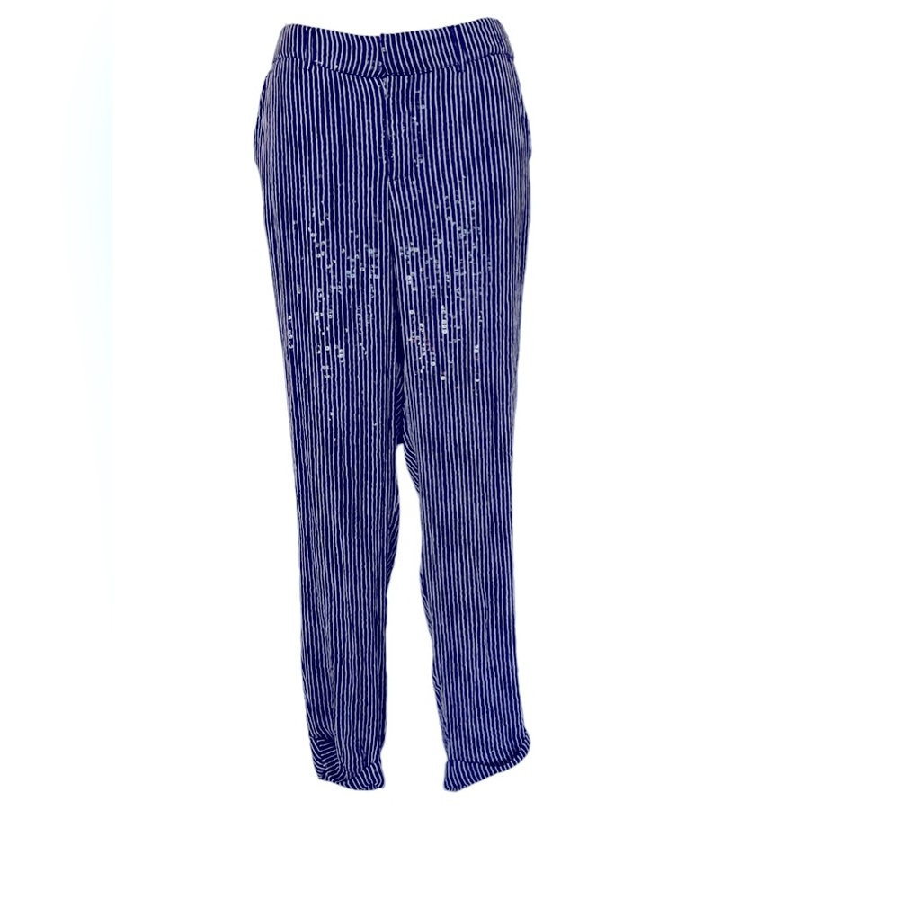 Joie Sequined Navy Pinstripe Trousers